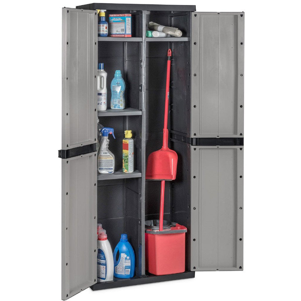 TOOMAX - Armadio portascope a 2 ante grigio tortora e nero Bios Midi - h165x65x37 cm