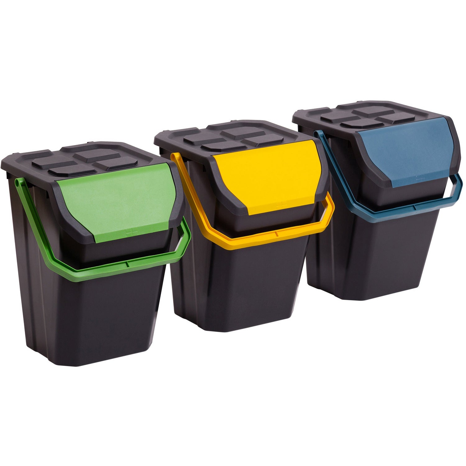 DEA HOME - Pattumiera per la raccolta differenziata Frida 37 Litri - set 3 pezzi