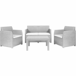 TOOMAX - Set Lavinia, 2 poltrone, divano e tavolino effetto rattan