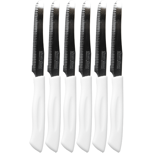 GUSTO CASA - Coltelli da tavola lama in acciaio inox - manico bianco 6 pezzi