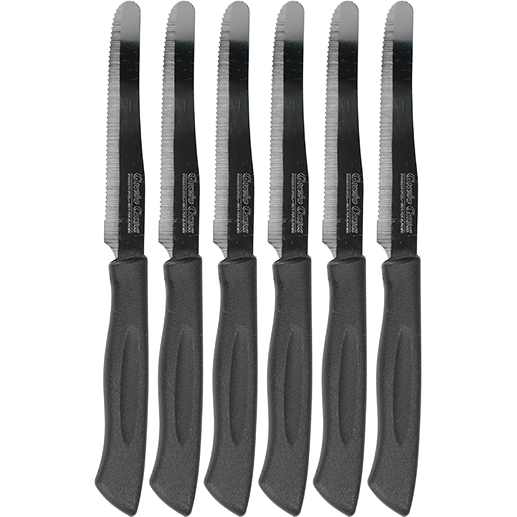 GUSTO CASA - Coltelli da tavola lama in acciaio inox manico nero - set 6 pezzi