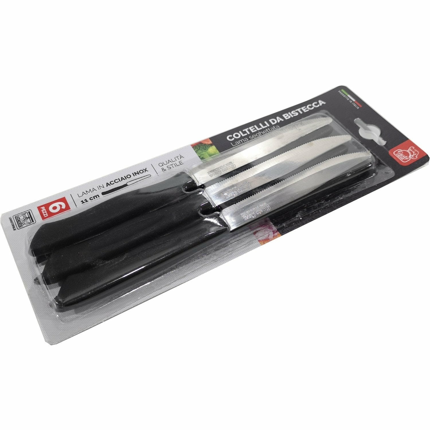 GUSTO CASA - Coltello bistecca Nero - set 6 pezzi