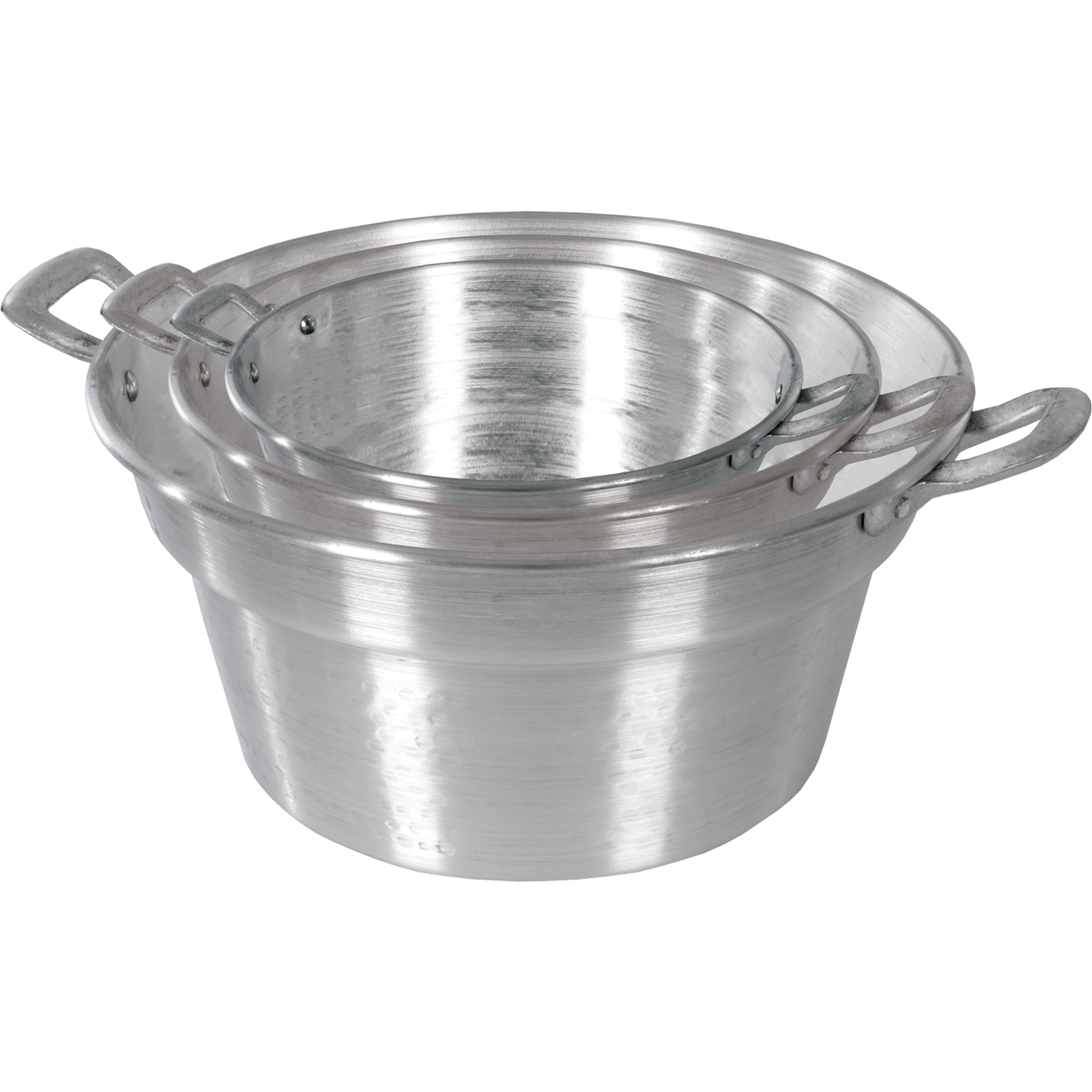 GUSTO CASA - Set 3 Caldaie con Maniglie Linea La Contadina in Alluminio Puro 99,5% - diametro 20-24-28 cm