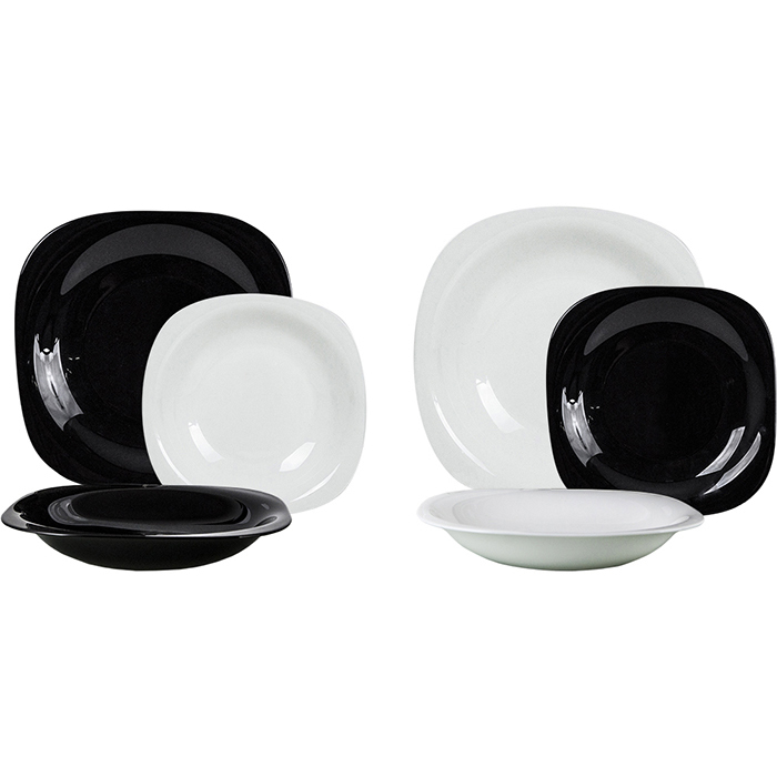 LUMINARC - Servizio di piatti Carine Black & white 18 pezzi