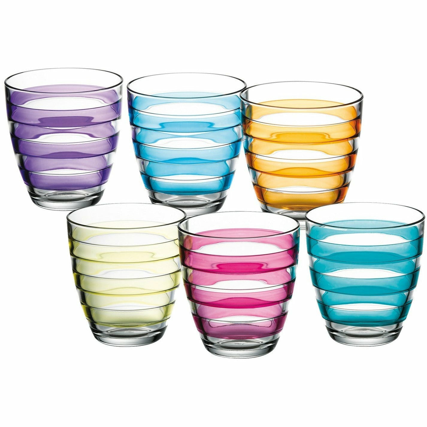 PASABAHCE - Bicchieri Helez 6 pezzi a fasce colorate 28,5 cl - set 6 pezzi