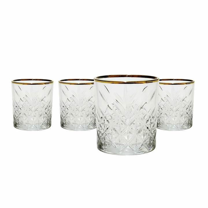 PASABAHCE - Bicchiere in vetro Amber Golden bordo oro 34,5cl - set 4 pezzi