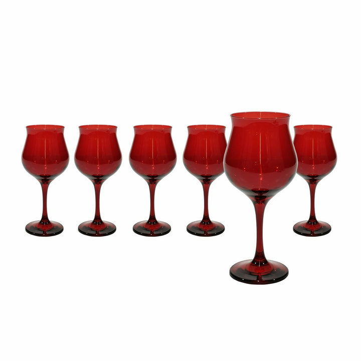 PASABAHCE - Calici in vetro colore rosso Wavy 30cl - 6 pezzi