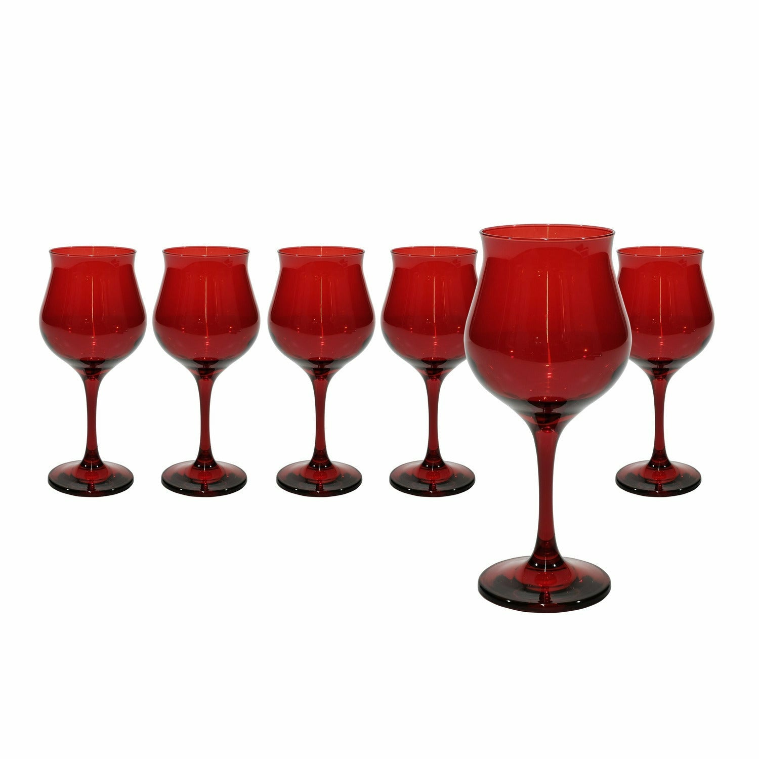 PASABAHCE - Calici in vetro Rosso Wavy 37 cl - set 6 pezzi