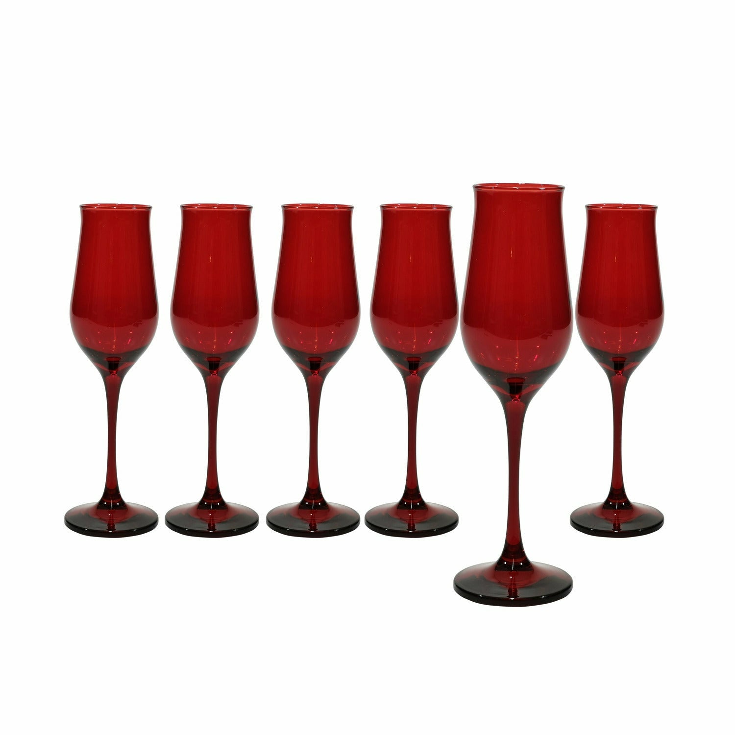 PASABAHCE - Calici flute in vetro Rosso Wavy 19 cl - set 6 pezzi