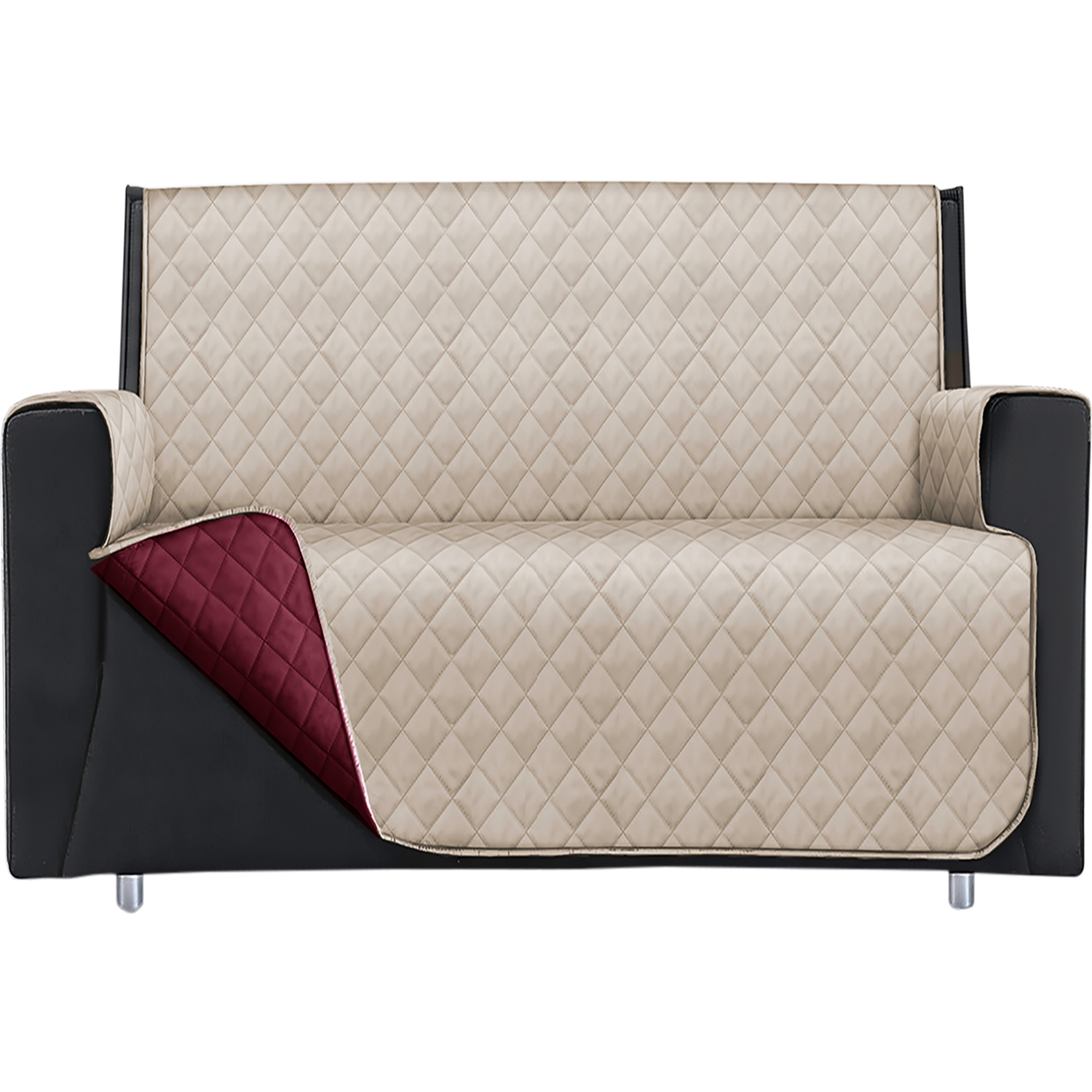 FRATELLI ZAMBETTI - Copridivano Lello Bicolor 2 posti Tortora e Bordeaux 223x180 cm