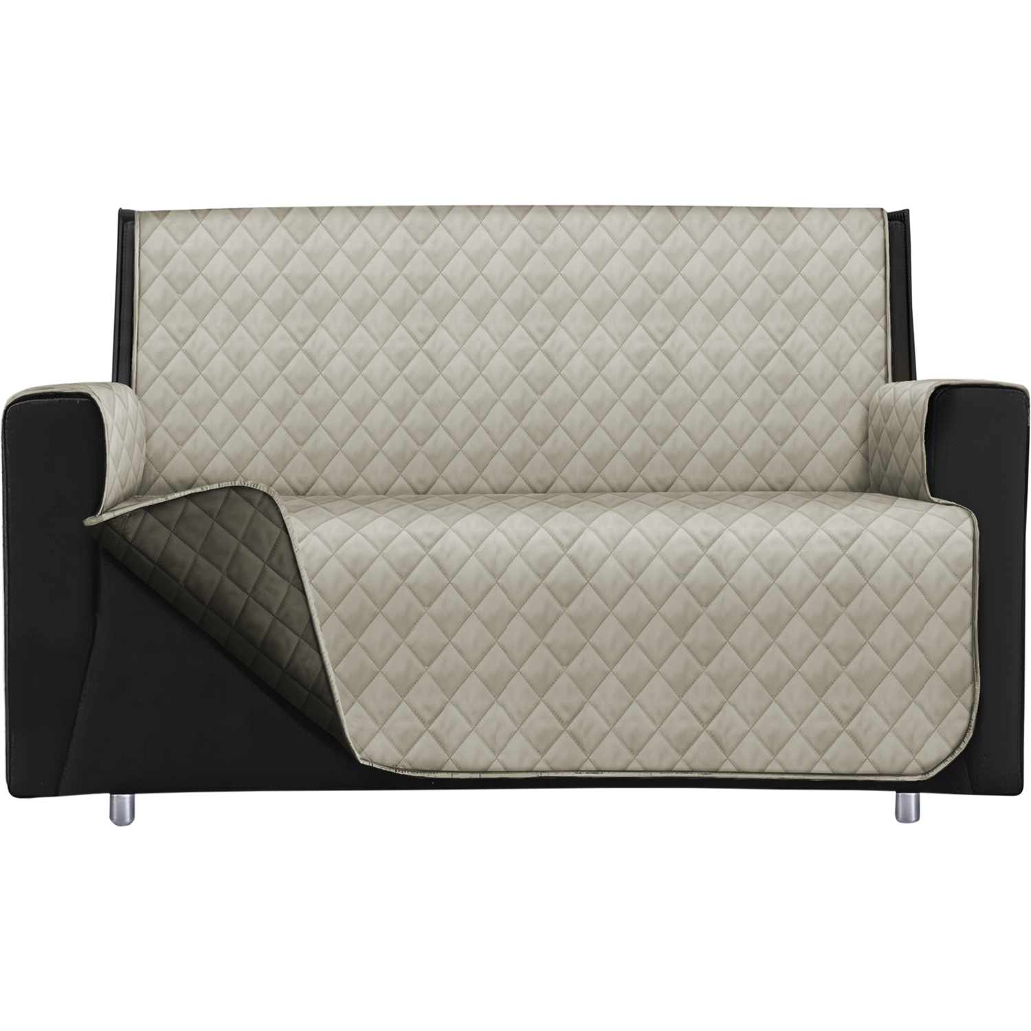 FRATELLI ZAMBETTI - Copridivano Lello Bicolor 2 posti Panna e Tortora 223x180 cm