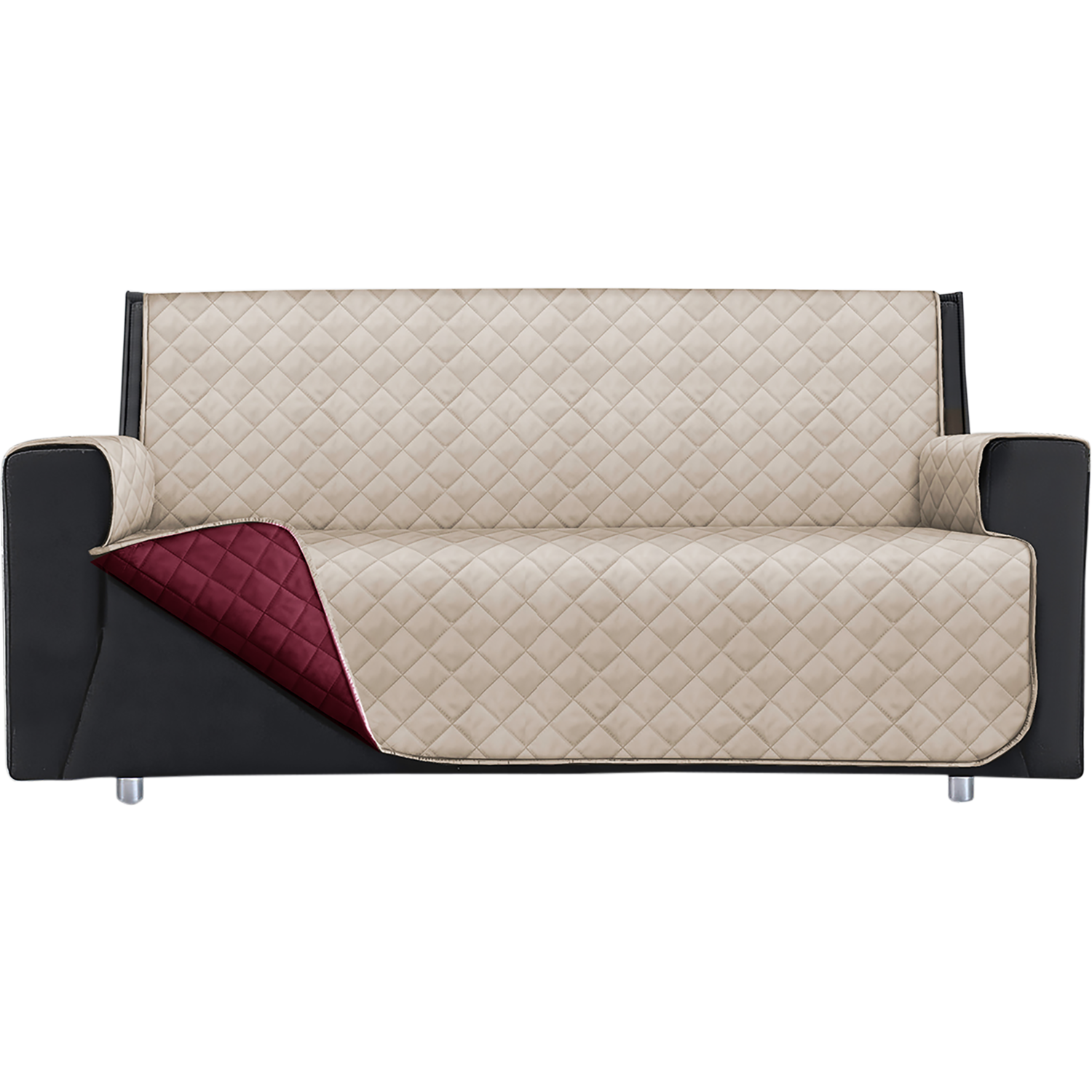 FRATELLI ZAMBETTI - Copridivano Lello Bicolor 3 posti Tortora e Bordeaux 279x180 cm