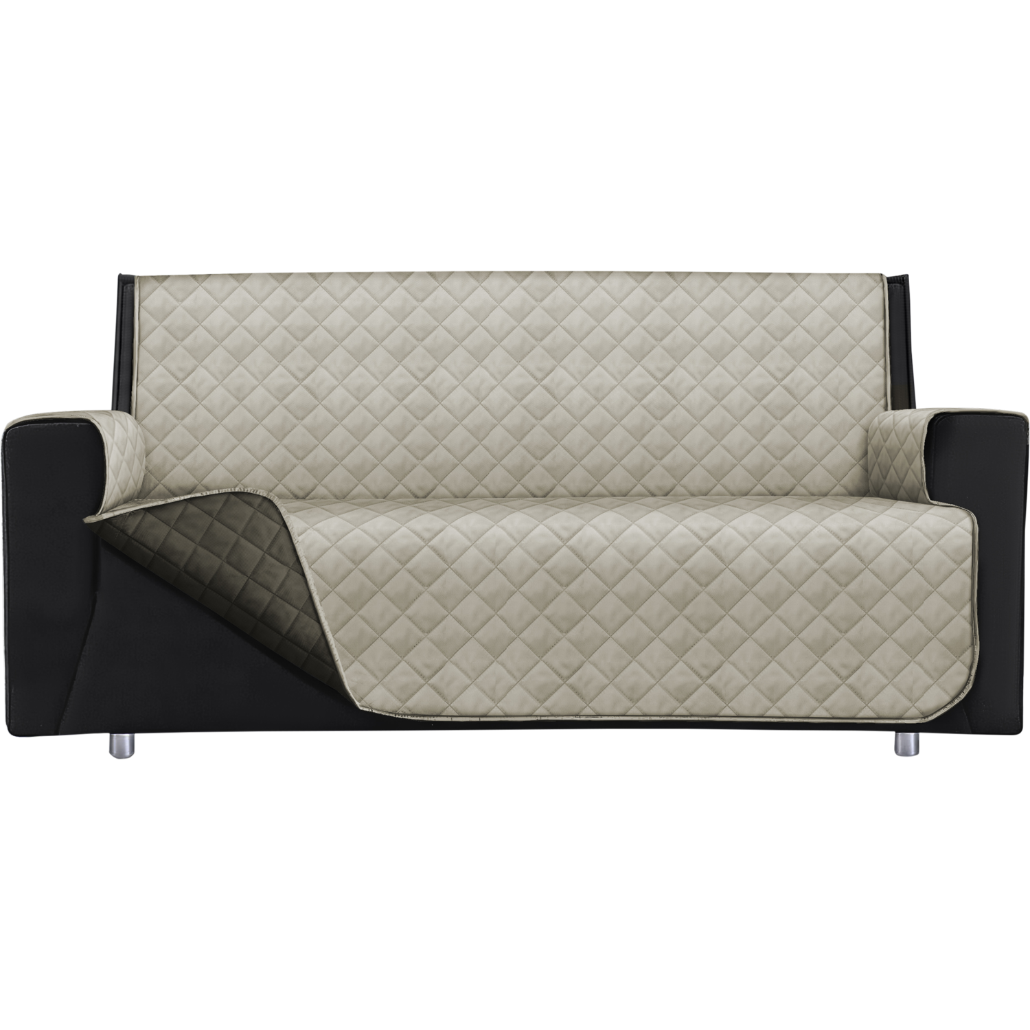 FRATELLI ZAMBETTI - Copridivano Lello Bicolor 3 posti Panna e Tortora 279x180 cm