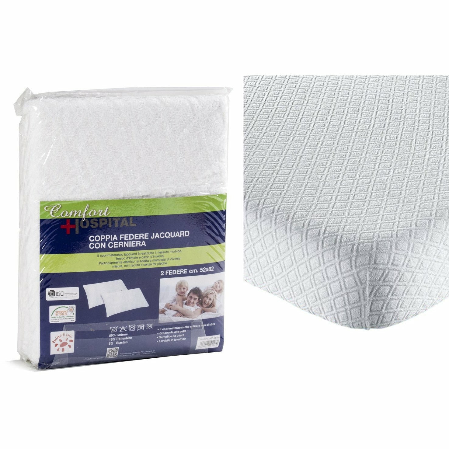 FRATELLI ZAMBETTI - Coprimaterasso Jacquard Singolo 1 Piazza con Angoli Maxi – Comfort Hospital - 100x200+27 cm