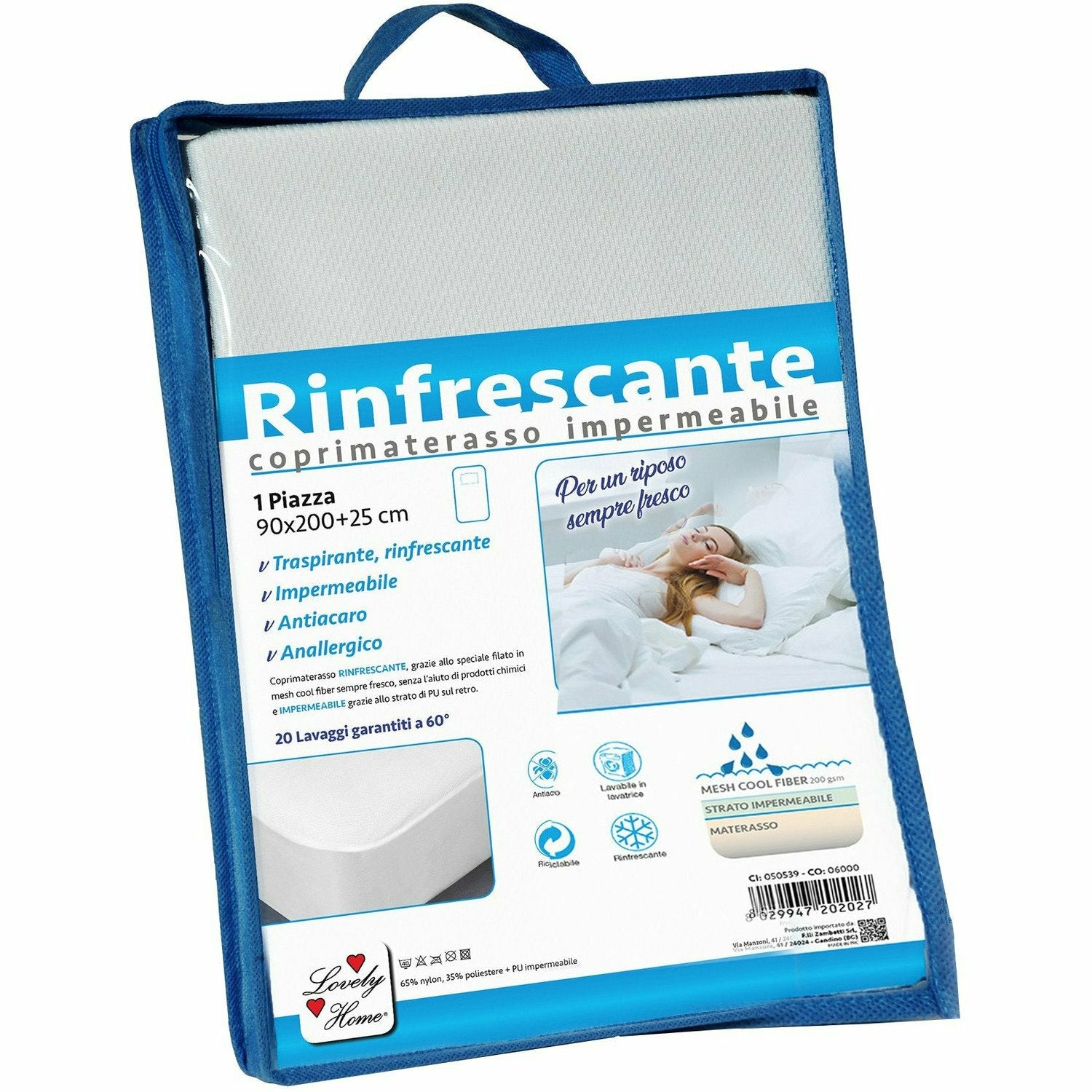 FRATELLI ZAMBETTI - Coprimaterasso impermeabile rinfrescante 1 piazza