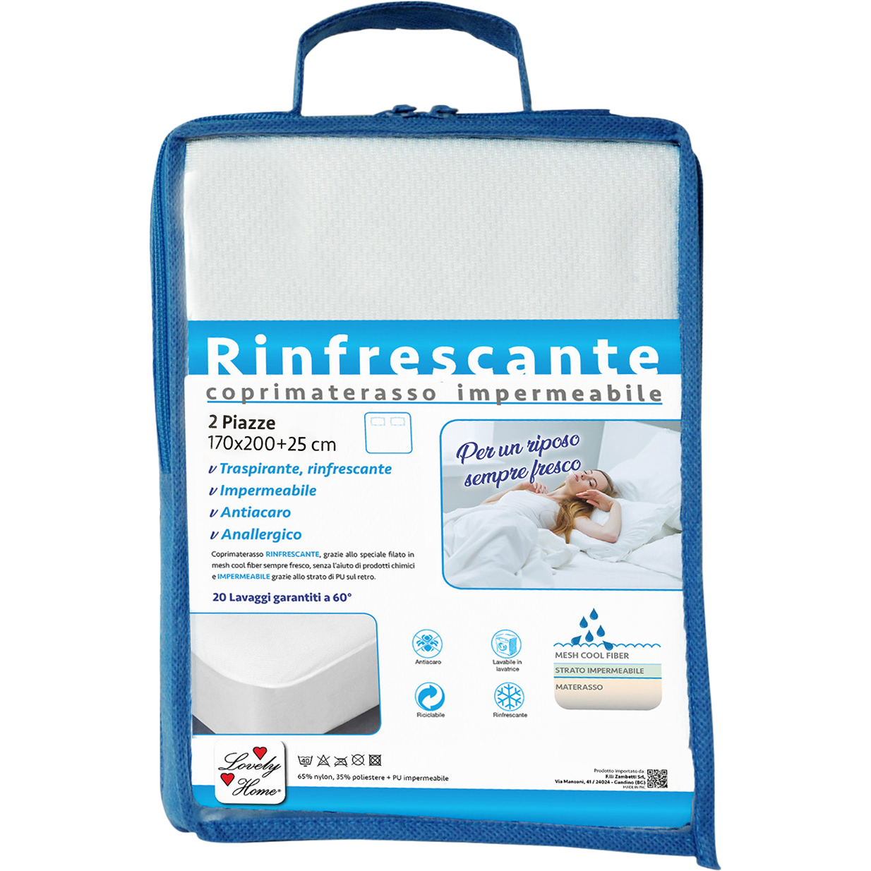 FRATELLI ZAMBETTI - Coprimaterasso impermeabile rinfrescante 2 piazze