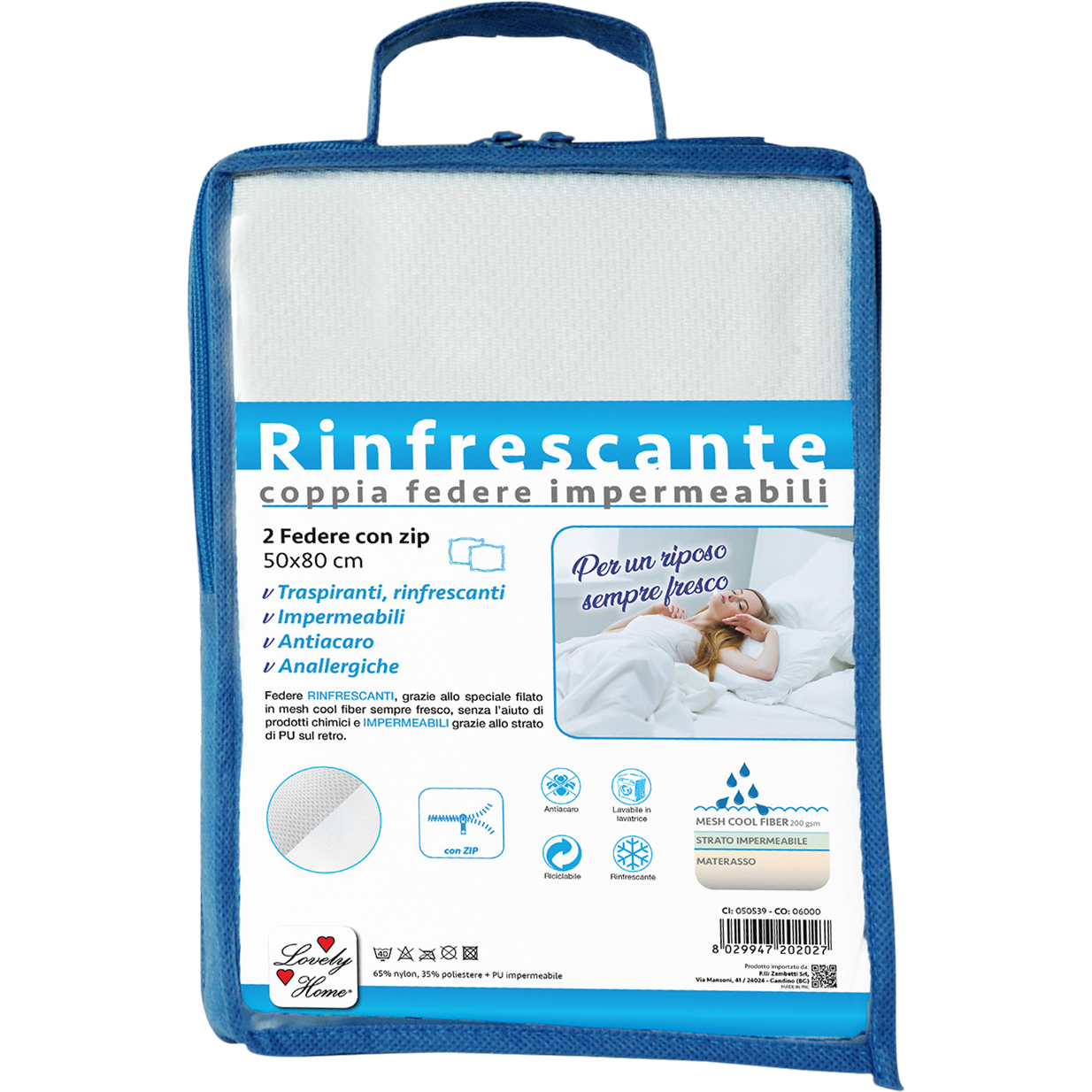 FRATELLI ZAMBETTI - Coppia di federe Impermeabili rinfrescanti con zip