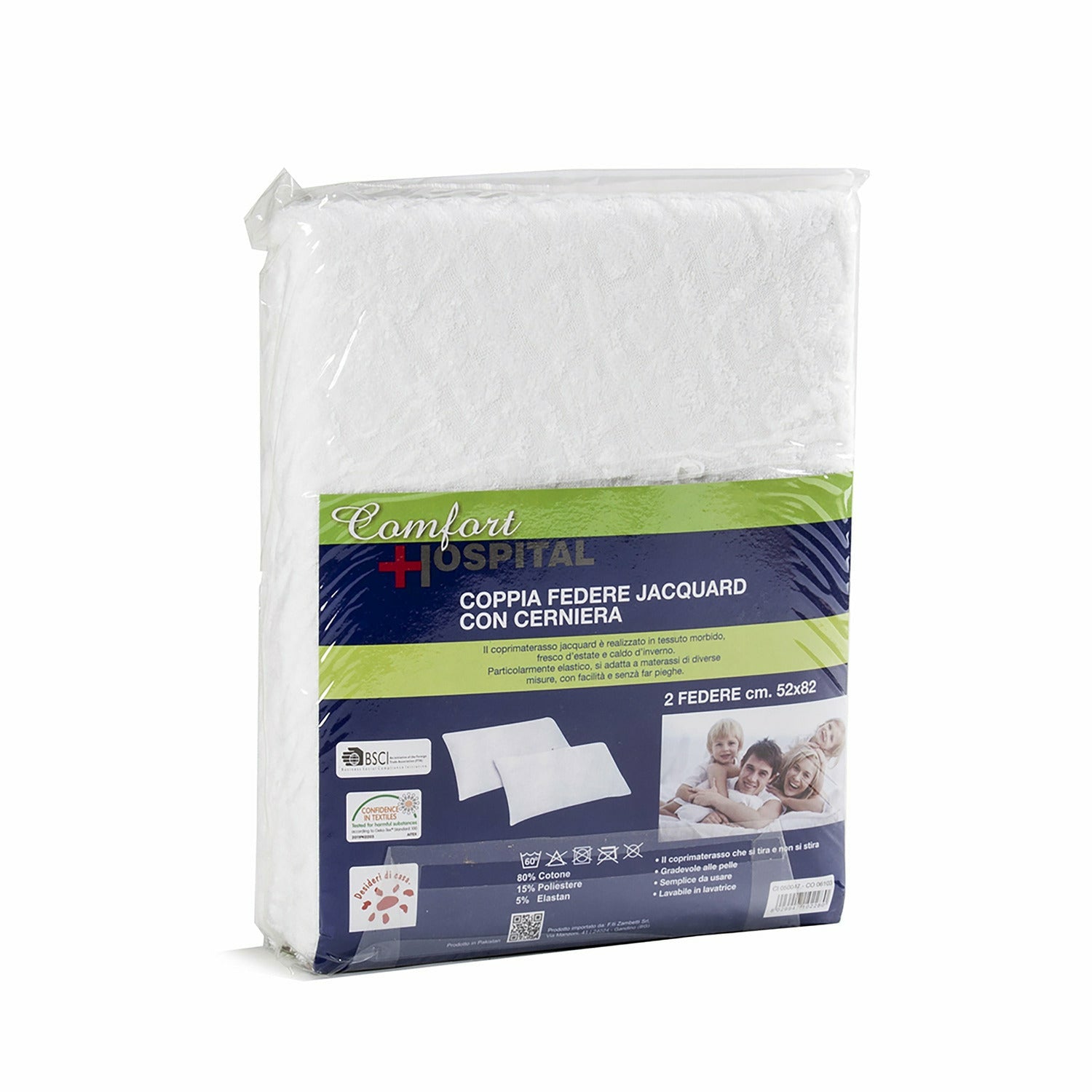 FRATELLI ZAMBETTI - Coppia federe con cerniera Jacquard - 52x82 cm