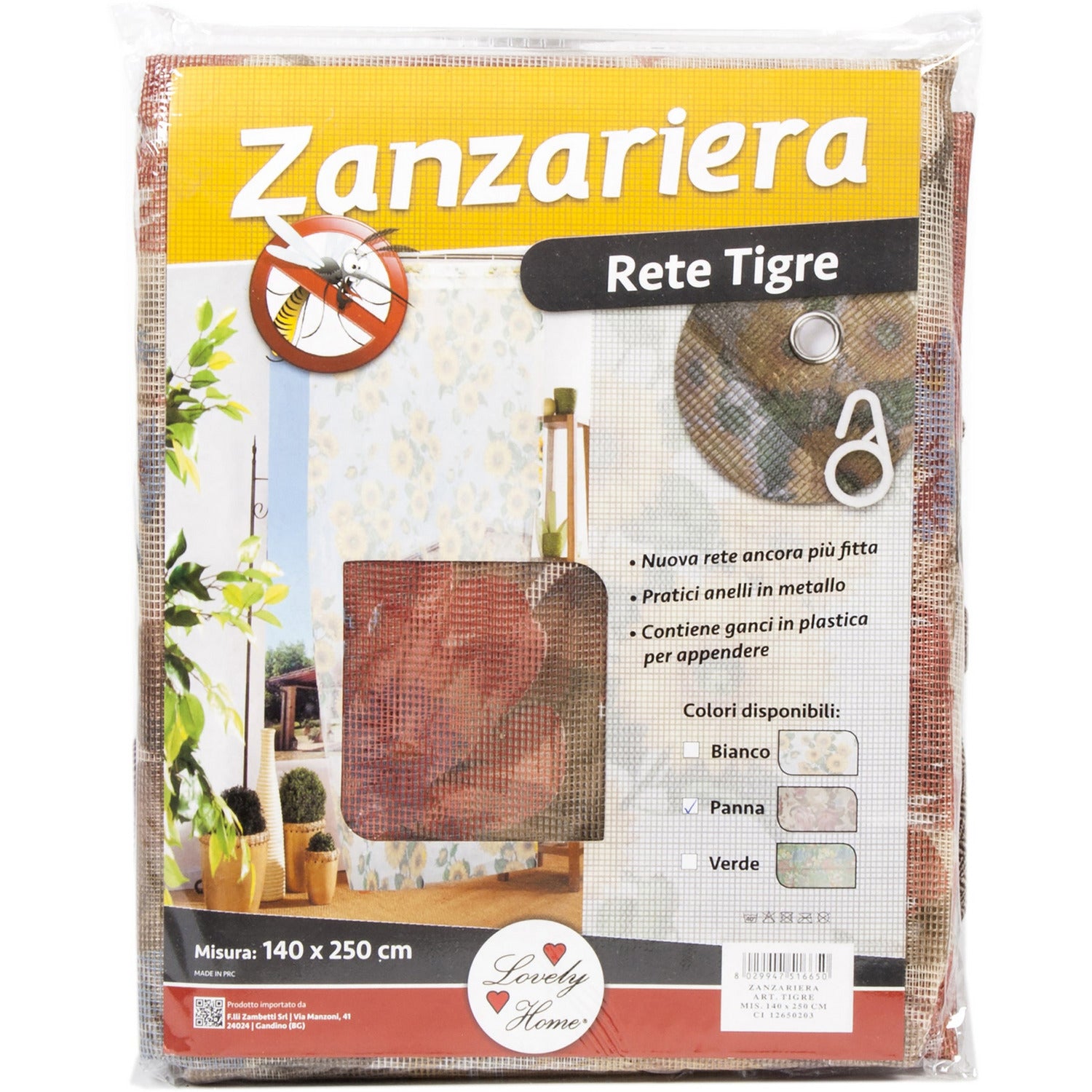 FRATELLI ZAMBETTI - Zanzariera Rete Tigre Panna h250x140 cm