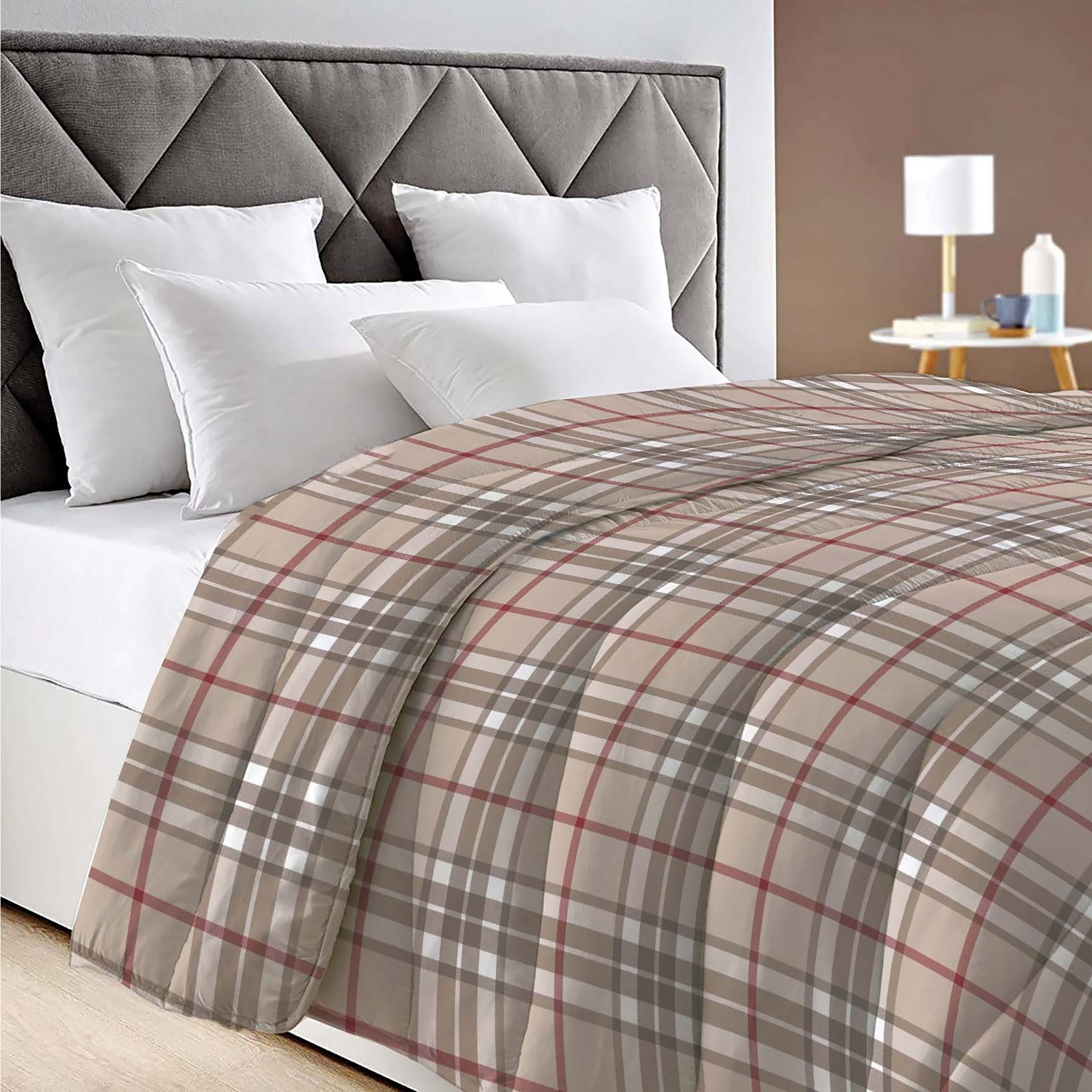 FRATELLI ZAMBETTI - Trapunta 1 piazza Gioia decoro quadri marrone - 160x260 cm