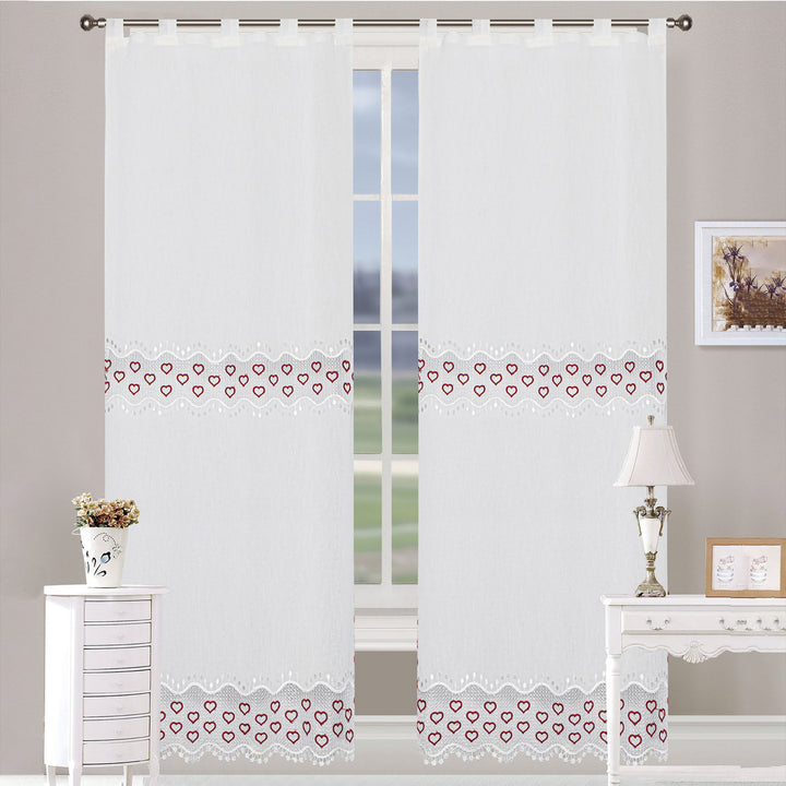 FRATELLI ZAMBETTI - Tenda Agata con ricamo coppia 2 pezzi - 70x240 cm