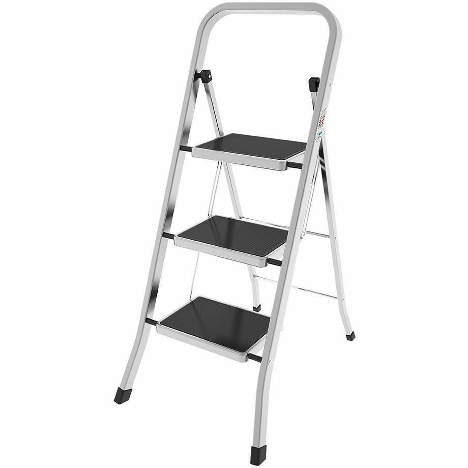 COLOMBO - Sgabello Scala in alluminio 3 gradini Factotum - h108x65x50 cm