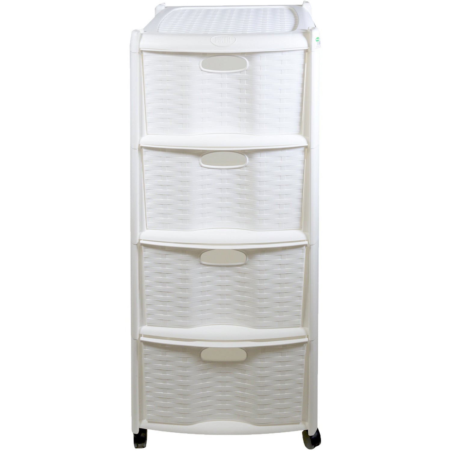 DUPLAST - Cassettiera 4 cassetti bianca Linea House rattan - h80x39x39 cm