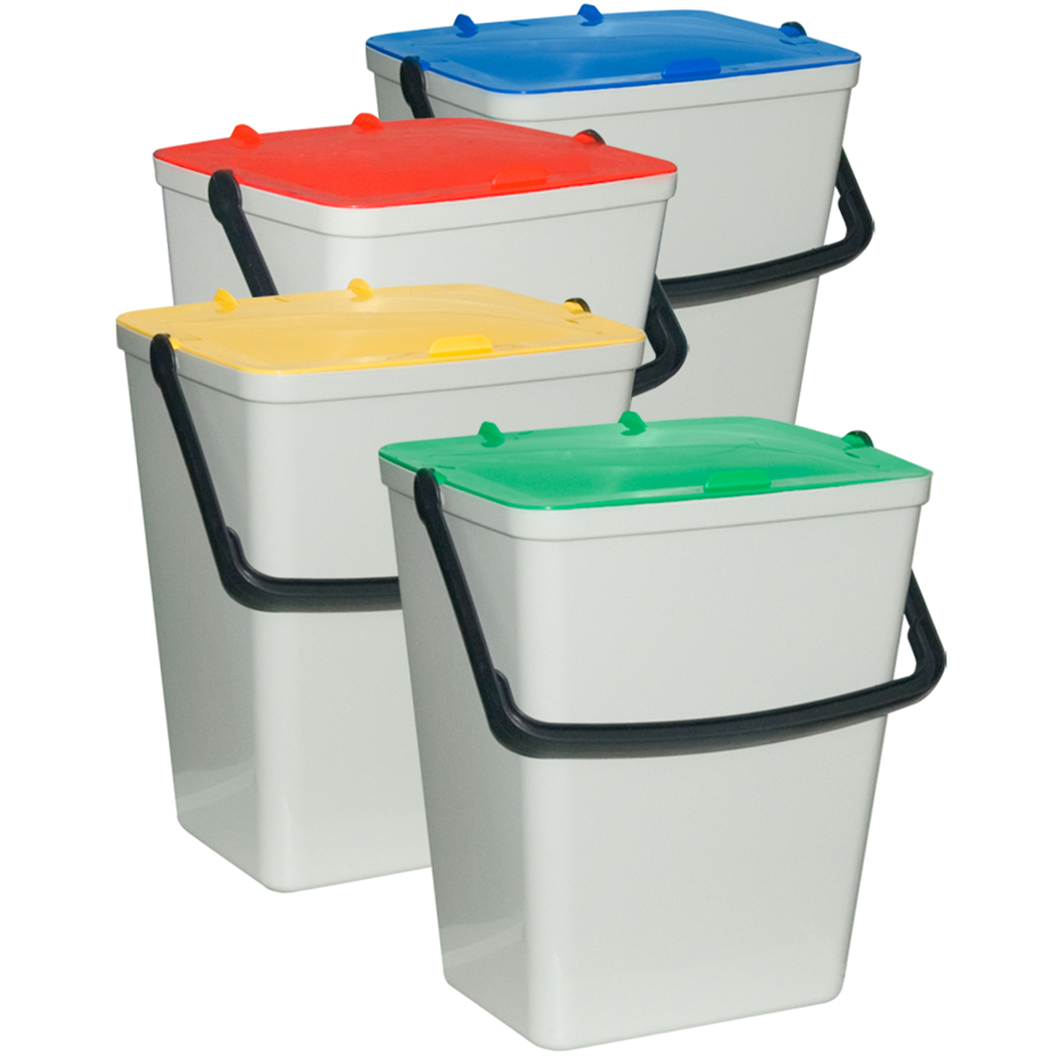ARTPLAST - Secchi per raccolta differenziata con coperchio 4 pezzi multicolor da 15 litri cadauno - h41cm