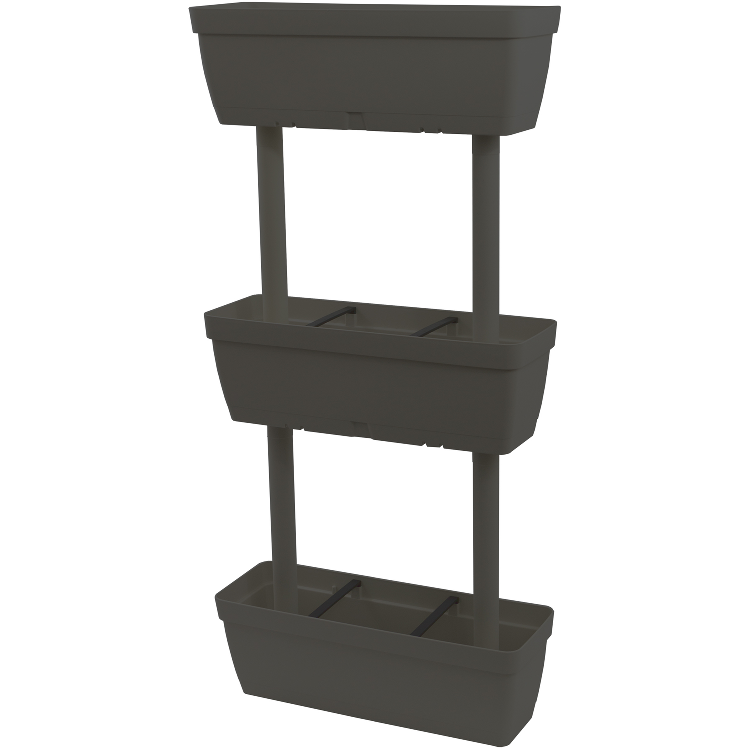 ARTPLAST - Vaso rettangolari a 3 livelli Veg Resin Linea Lolego colore antracite - h22x49x16 cm