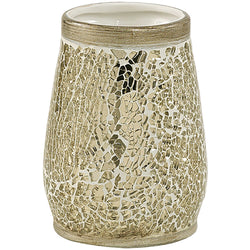 GEDY - Bicchiere porta spazzolini Myosotis panna e oro - h11,3 x diametro 8,5 cm