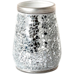 GEDY - Bicchiere porta spazzolini Myosotis grigio e argento - h11,3 x diametro 8,5 cm