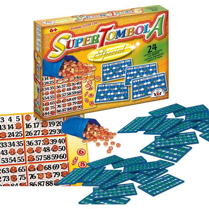 EDIZIONE MARCA STELLA - Super Tombola Special 24 cartelle - Gioco Classico da Tavolo