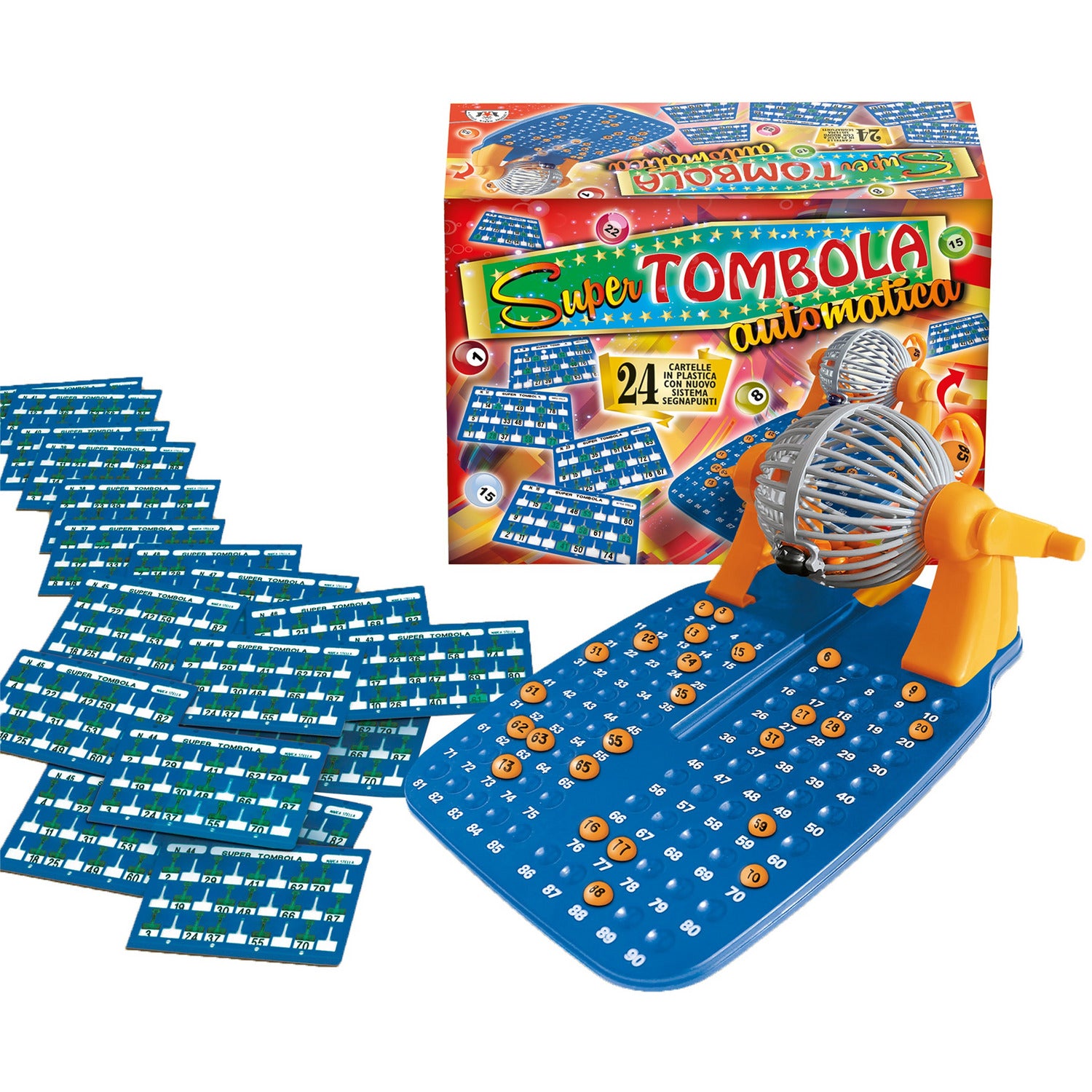EDIZIONE MARCA STELLA - Super Tombola Automatica 24 cartelle - Gioco Classico da Tavolo