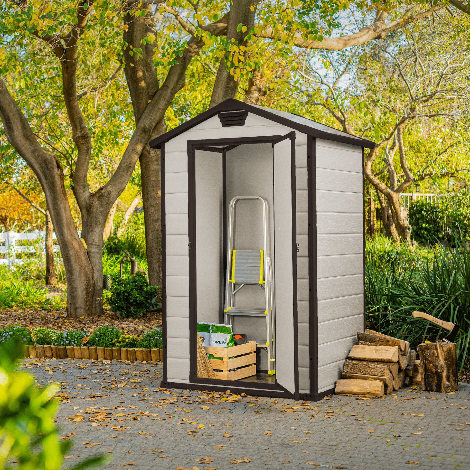 KETER - Casetta da giardino grande beige Manor 4x3 - h196x129x103 cm