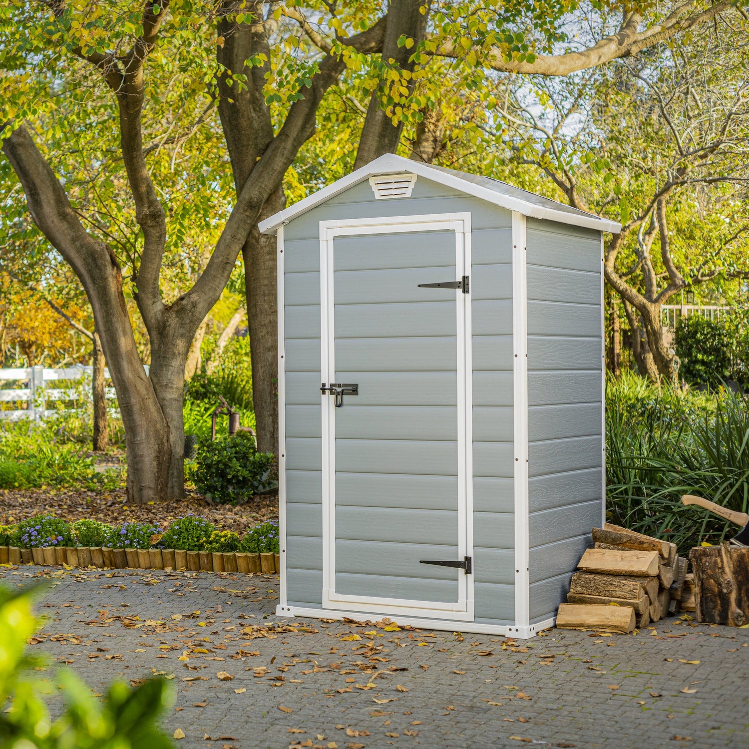 KETER - Casetta da giardino grande grigio Manor 4x3 - h196x129x103 cm