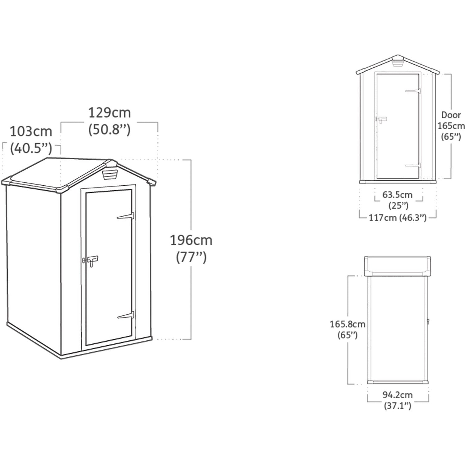 KETER - Casetta da giardino grande grigio Manor 4x3 - h196x129x103 cm