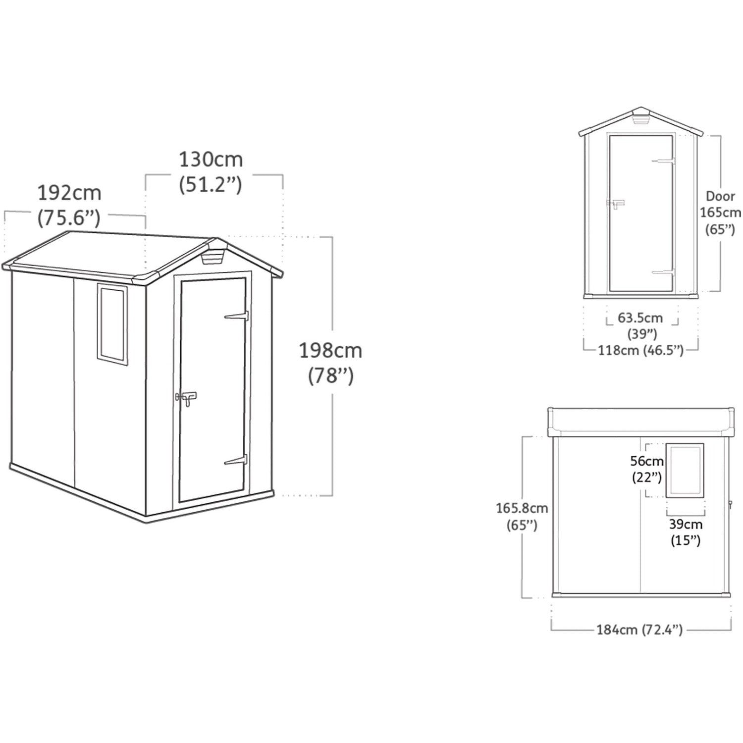 KETER - Casetta da giardino grande grigio Manor 4x6 - h198x192x130 cm