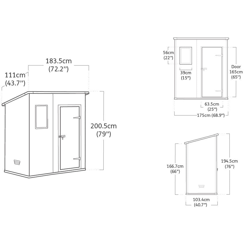 KETER - Casetta da giardino Grigio Manor Pent 6x4 - h200,5x183,5x111 cm