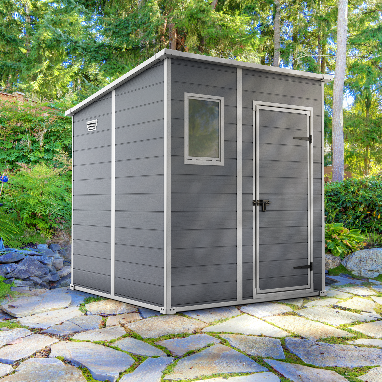 KETER - Casetta da giardino grande grigio Manor 6x6 - h200x185x183,5 cm