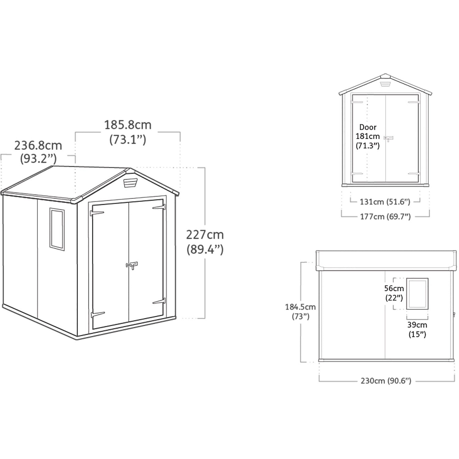 KETER - Casetta da giardino grande grigio Manor 6x8 - h227x237x185,5 cm
