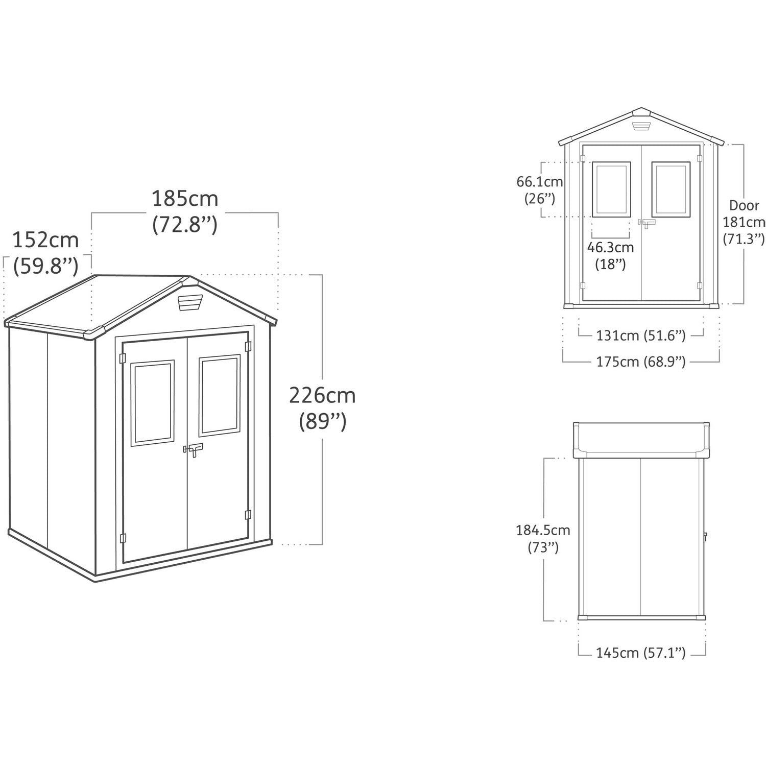 KETER - Casetta da giardino grande nero Manor 6x5 - h226x185x152 cm