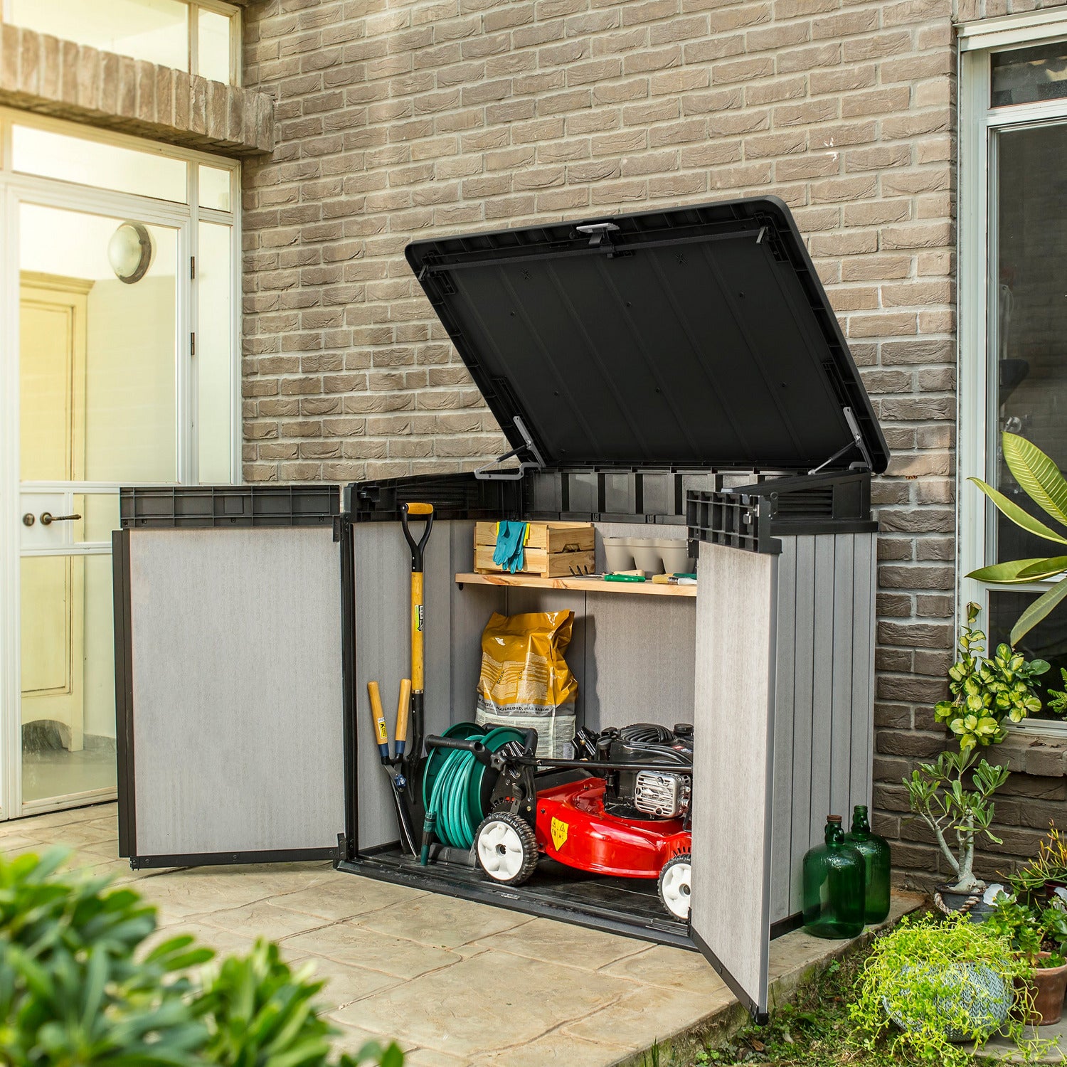 KETER - Armadio Box attrezzi da giardino grigio Elite Store - h123,5x141x82 cm