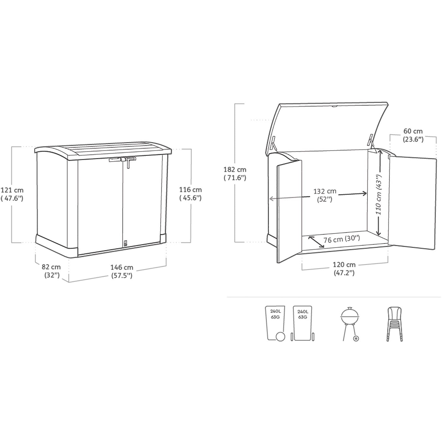 KETER - Armadio Box Attrezzi da giardino beige Store It Out Arc 1200L - h120x146x82 cm