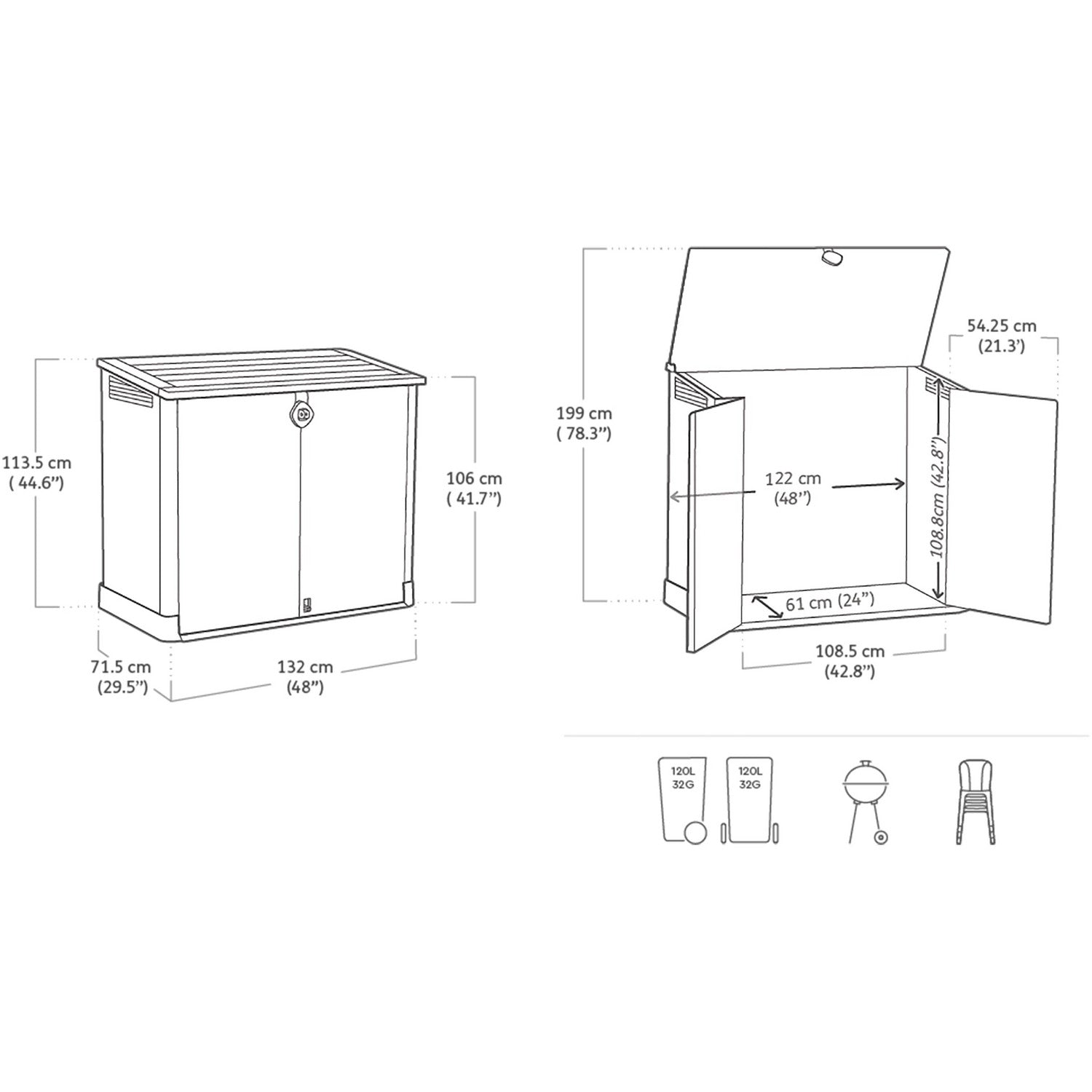 KETER - Armadio Box attrezzi da giardino beige Store It Out Midi 880L - h113,5x132x71,5 cm