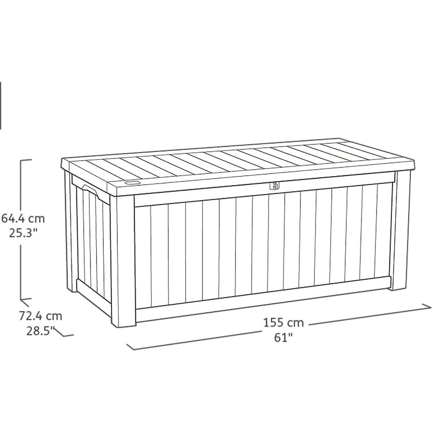 KETER - Baule da giardino marrone RockWood 570L - h64,4x155x72,4 cm
