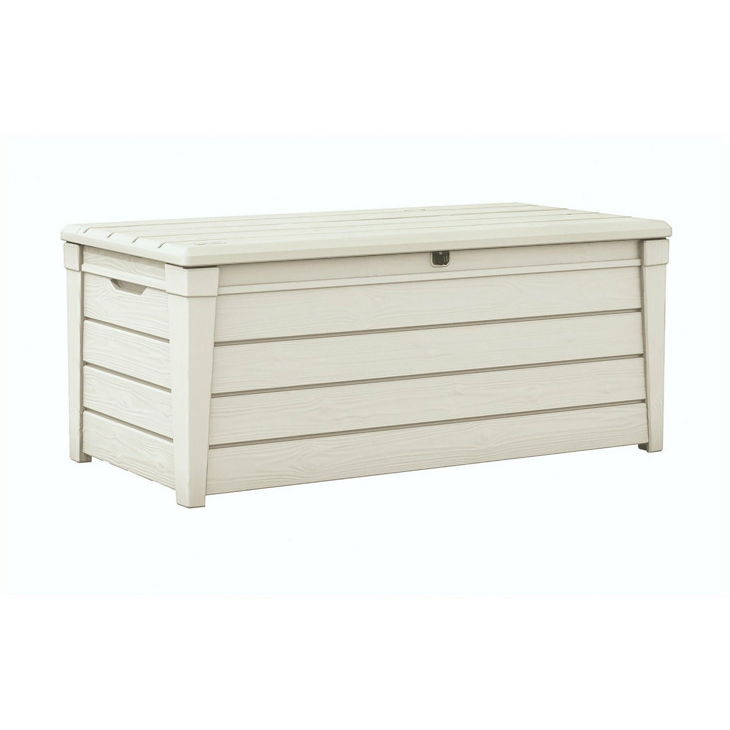 KETER - Baule da giardino bianco BrightWood 454L - h60,3x145x69,7 cm