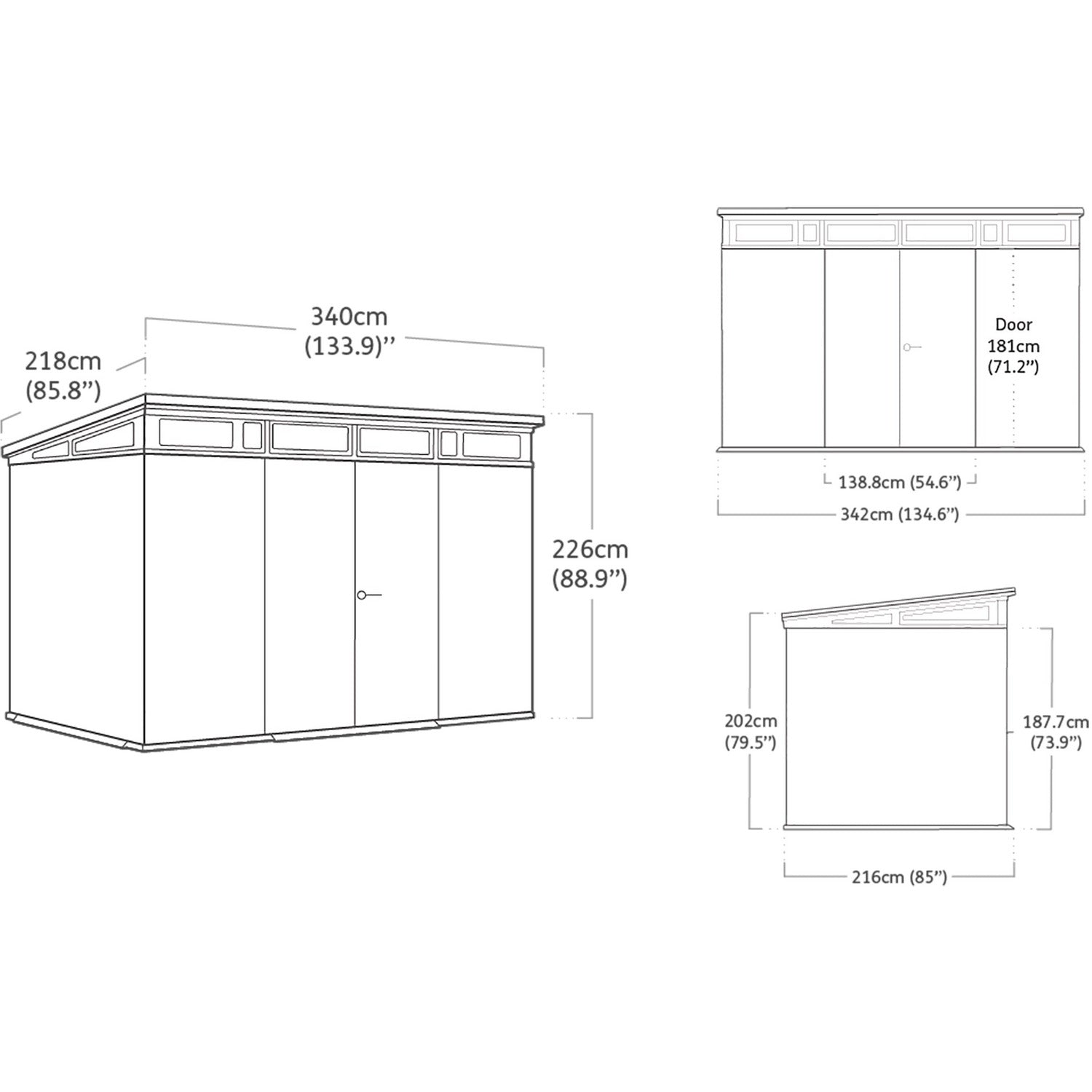 KETER - Casetta da giardino grande grigio Artisan 11x7 - h226x218x340 cm