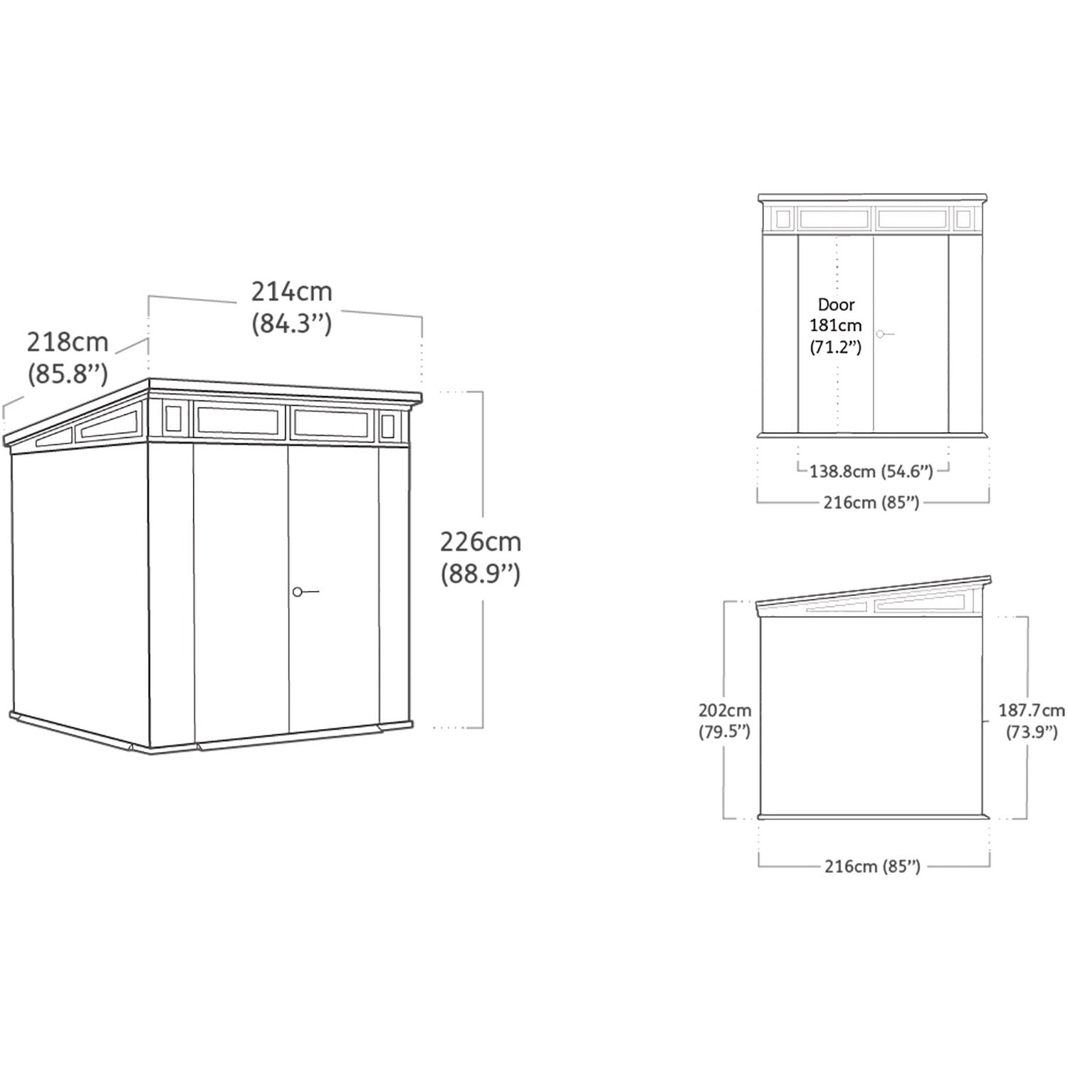 KETER - Casetta da giardino grande grigio Artisan 7x7 - h226x218x214 cm