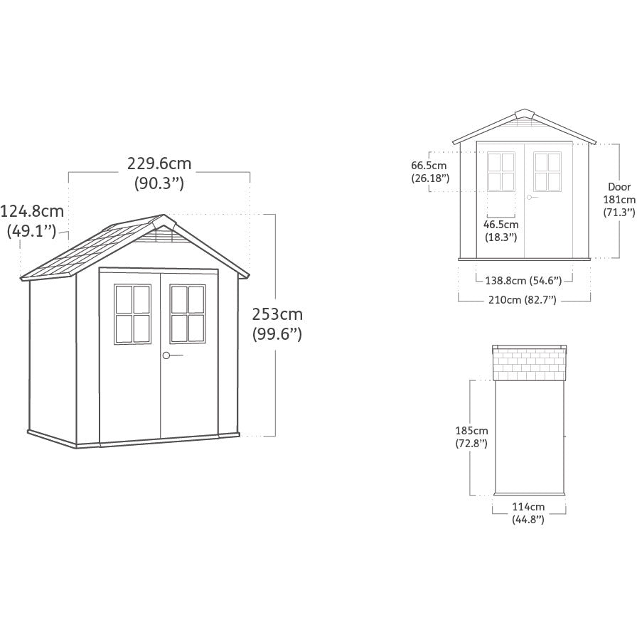 KETER - Casetta da giardino grande grigio Oakland 757 - h242x234x230 cm