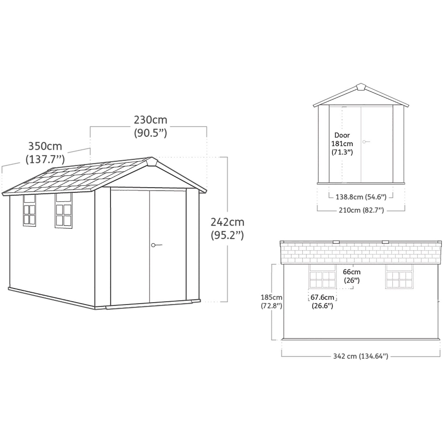 KETER - Casetta da giardino grande grigio Oakland 7511 - h242x350x230 cm